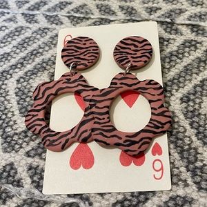 *3 for $12* Matte Black and Pink Zebra Stripe Earrings